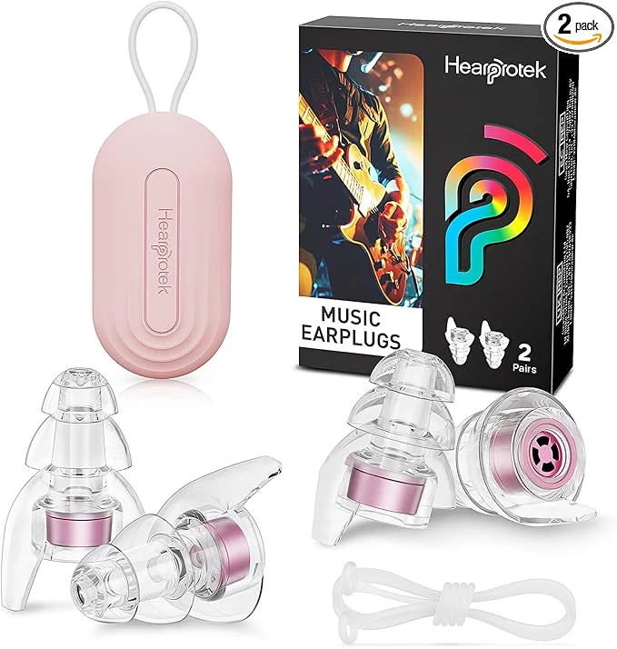 Secure Hearprotek Concert Ear Plugs 2Pairs Reusable high Fidelity Musician Ear Plugs Flexible