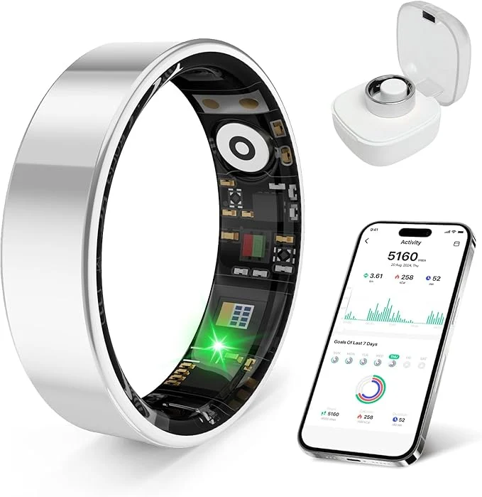 Fine Crafted Smart Health Ring Featuring Stress and Sleep Monitoring Functions Compatible Pure