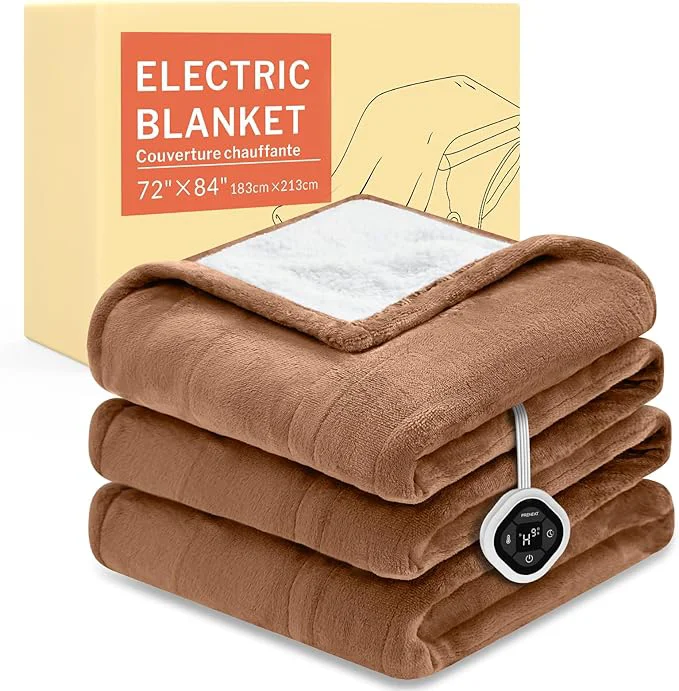 Convenient HOMLYNS LuxeHeat Heated Blanket Electric Blanket Full Size Soft Flannel Sherpa Original Design