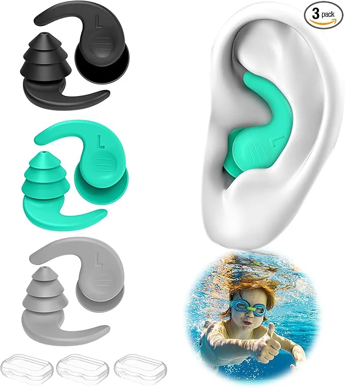 Certified Kids Swimming Ear Plugs 3 Pairs Waterproof Reusable Silicone Child Swim Modern