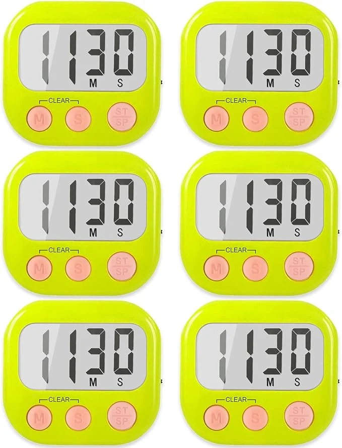 Durable 6 Pack Digital Kitchen Timers for Cooking Magnetic Timer for Cooking Loud Alarm Original Design