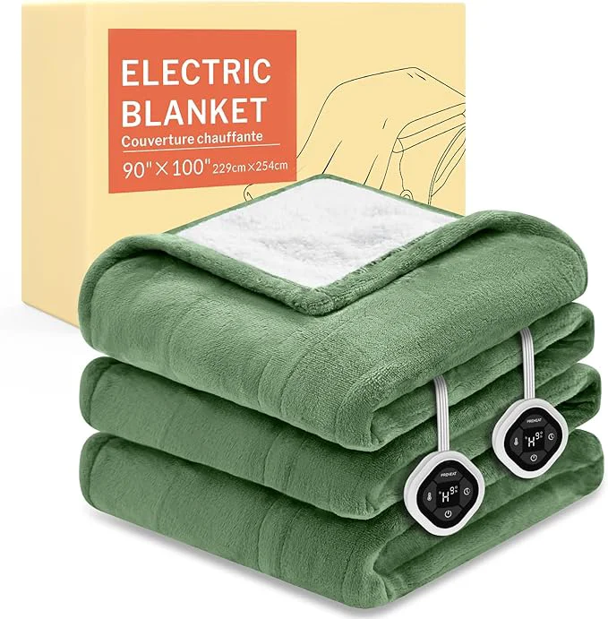 Flexible HOMLYNS LuxeHeat Heated Blanket Electric Blanket King Size Soft Flannel Sherpa Luxury
