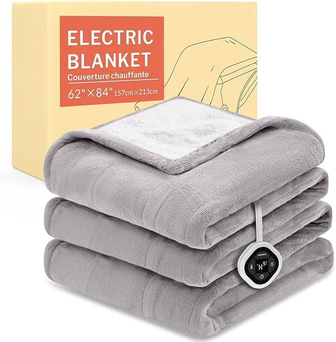 Unique HOMLYNS LuxeHeat Heated Blanket Electric Blanket Twin Size Soft Flannel Sherpa Excellent