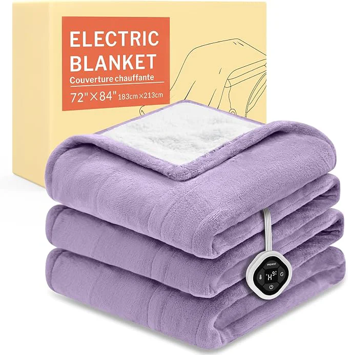 Sustainable HOMLYNS LuxeHeat Heated Blanket Electric Blanket Full Size Soft Flannel Sherpa Reliable