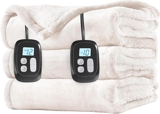 Contemporary LaffyLo Electric Heated Blanket King Size 90 x 100 Dual Control Fast Heating Comfortable