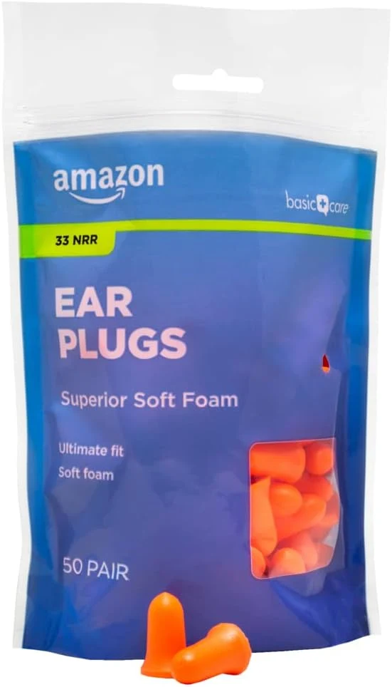 Environmentally Friendly Amazon Basic Care Soft Foam Noise Cancelling Earplugs Eco-Friendly