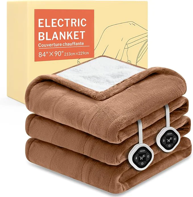 Smart HOMLYNS LuxeHeat Heated Blanket Electric Blanket Queen Size Soft Flannel Genuine