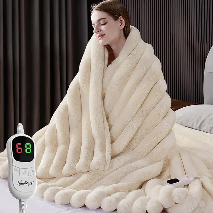 Environmentally Friendly Heated Throw Blanket Faux Fur Cozy Heating Blanket World-Class