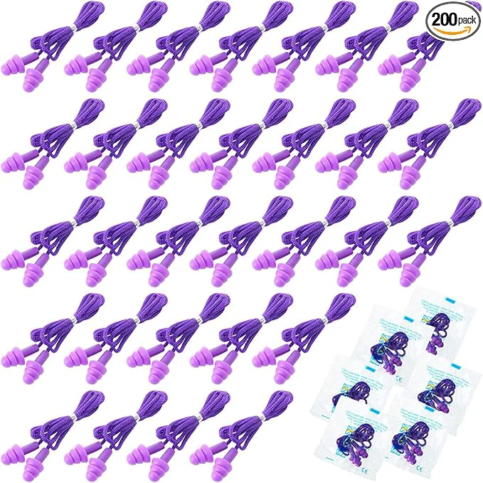 Durable Tondiamo 200 Pairs Ear Plugs Reusable Silicone Earplugs Casual