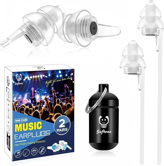 Professional Concert Ear Plugs 2 Pairs Noise Reduction Preserving Sound Clarity Music Organic