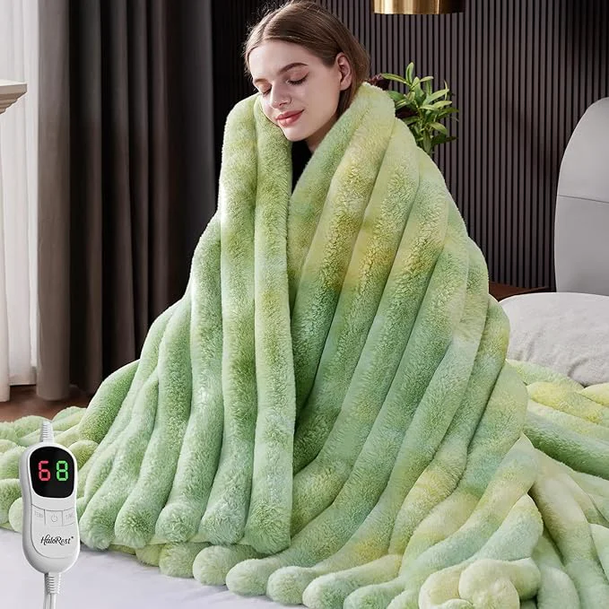 Modern Heated Throw Blanket Faux Fur Cozy Heating Blanket Pure