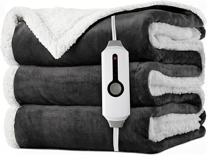 Original Design LaffyLo Heated Throw Blanket 50 x 60 Fast Heating Electric Blanket Dual-Sided Optimized