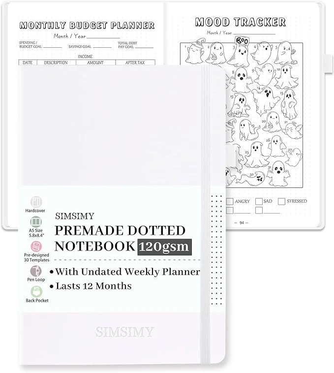 Green Premade Dotted Journal Notebook Pre-made Dot Grid Notebook Long-Lasting