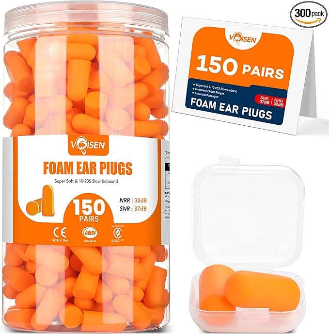 Environmentally Friendly VOISEN 150 Pairs Foam Ear Plugs Ear Plugs High-Performance