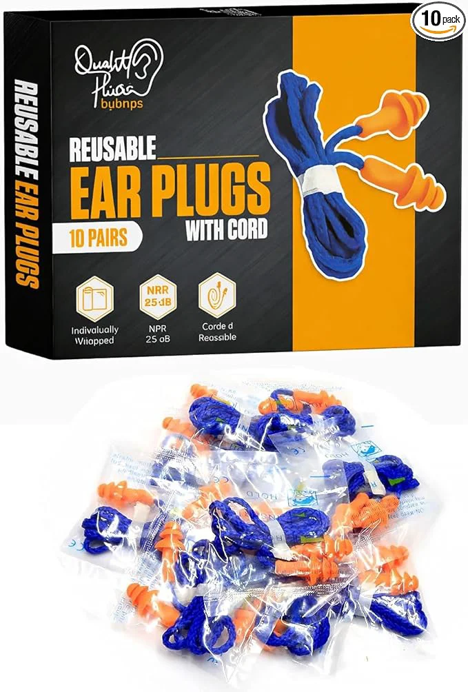 Sophisticated 10 Pair Corded Reusable Ear Plugs Pure