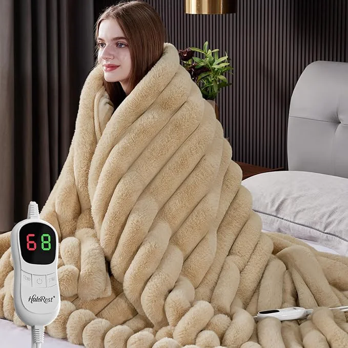 Superior Heated Throw Blanket Faux Fur Cozy Heating Blanket Healthy