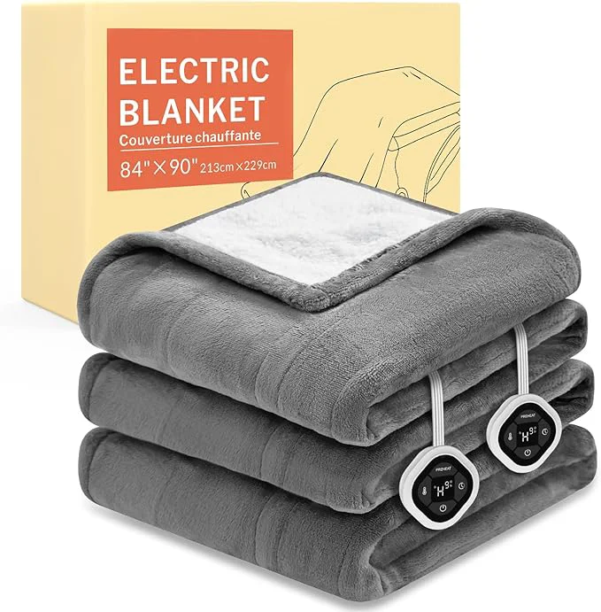 Dependable HOMLYNS LuxeHeat Heated Blanket Electric Blanket Queen Size Soft Flannel Comfortable