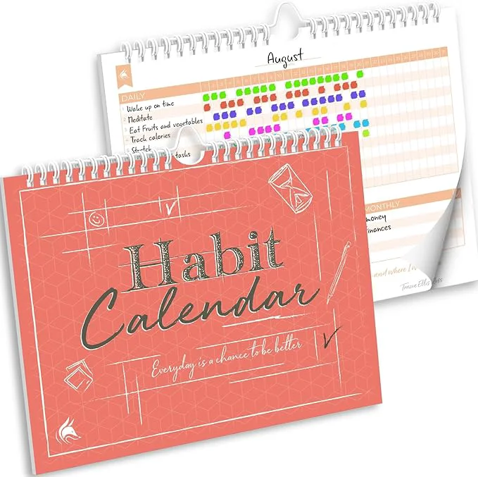 Casual Clever Fox Habit Tracker Calendar – Inspirational Goal Tracker and Habit Traditional