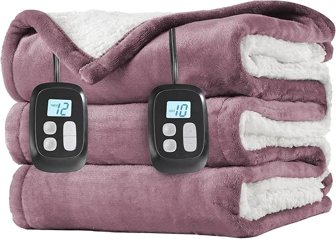 First-Class LaffyLo Electric Heated Blanket Queen Size 84 x 90 Dual Control Fast Heating Artisan