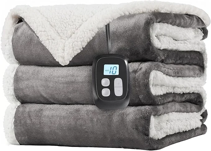 Fine LaffyLo Electric Heated Blanket Full Size 72 x 84 Fast Heating Blanket Lightweight