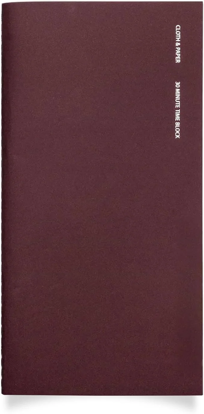 High-Performance Cloth Paper Travel Notebook Time Blocking Planner – Bordeaux A5 Slim Modern