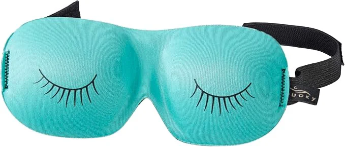 Luxury Bucky Ultralight Comfortable Contoured Travel and Sleep Eye Mask Aqua Eyelash Practical