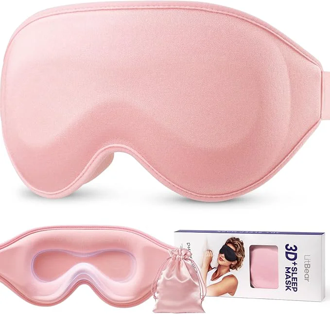 Sustainable LitBear Long Lash Sleep Mask for Women Men Side Sleeper 3D Contoured Light Solid