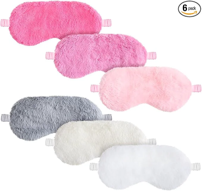 Specialty Cuffbow 6 Pack Plush Sleep Mask Set Cute Plush Eye Masks Reusable