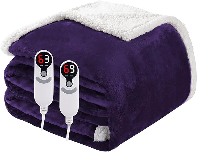 Green Electric Heated Blanket Queen Size 84 x90 Soft Flannel Consistent