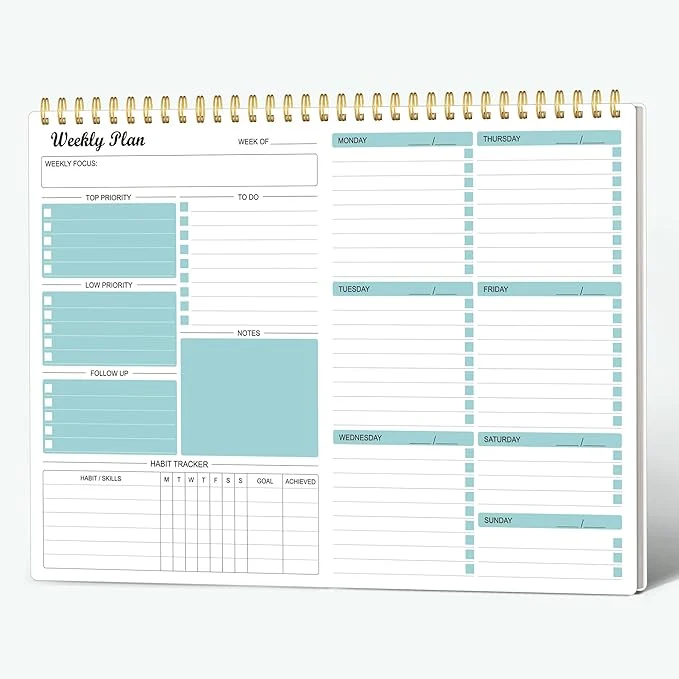 Consistent Weekly Planner Notepad Undated Weekly Goals Schedule Planner To Do List Breathable