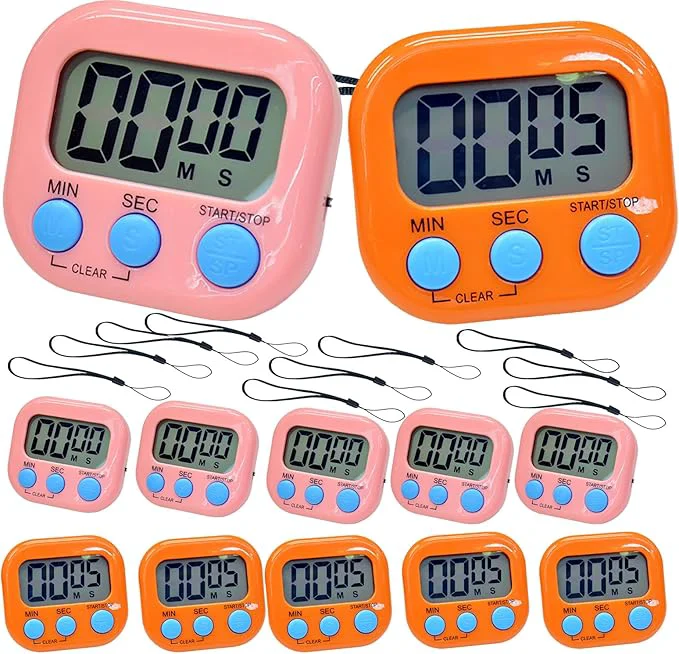Stylish 2 Pack Small Digital Kitchen Timer Magnetic Back and On Off Classroom Timers Innovative