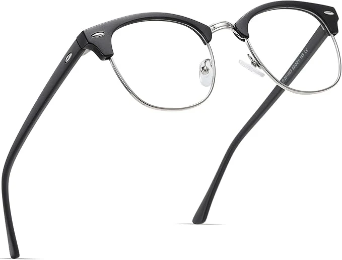 Flexible Blue Light Blocking Glasses Vintage Half Frame UV Clear Lens Anti Eyestrain Next-Generation