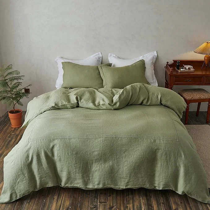 Authentic Simple Opulence Washed Linen Duvet Cover Set 104 x92 Easy-to-Use