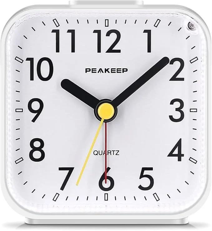 Safe Peakeep Small Battery Operated Analog Travel Alarm Clock Silent No Ticking Exceptional