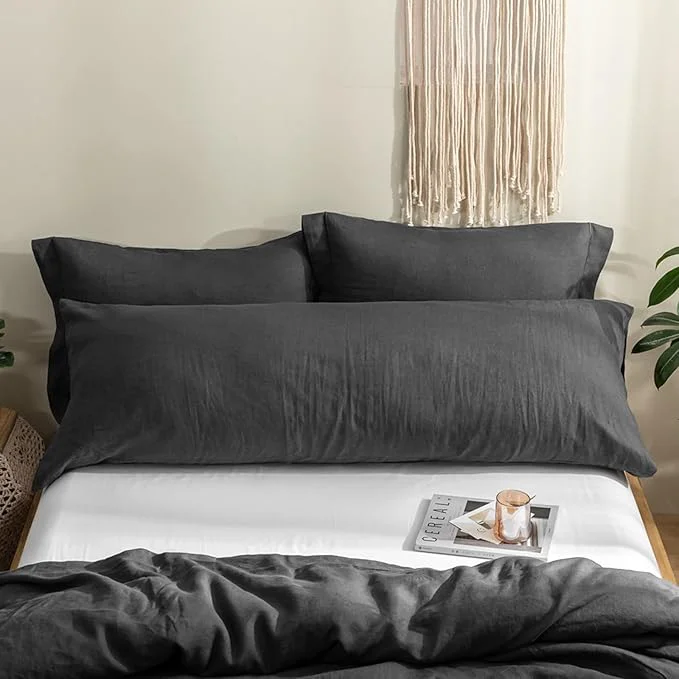 High-Performance Simple Opulence Body Pillow Cover 20 x 54 Pure Linen Ultra Soft and Top-Quality