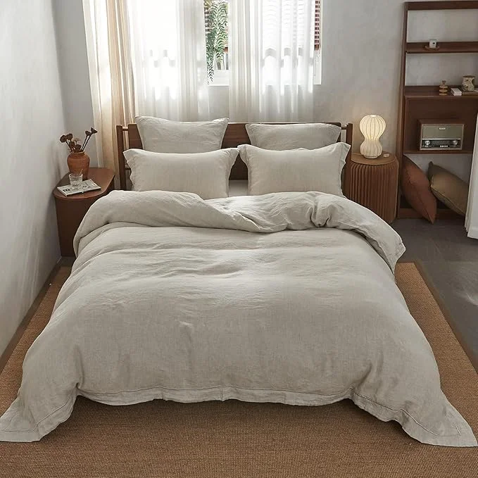 High-Performance Simple Opulence Washed Linen Duvet Cover Green