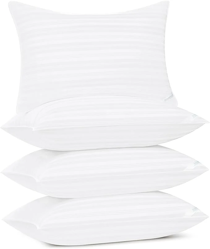 Fine Crafted downluxe Standard Size Pillows Set of 4 – Premium Down Bed Pillows Luxury