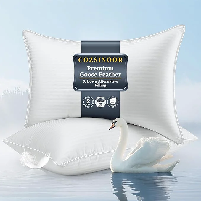 First-Class COZSINOOR Goose Feather Pillows Queen Size Reliable