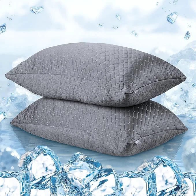 Secure puredown King Size Pillows Set of 2 Shredded Memory Foam Pillows Cooling Certified