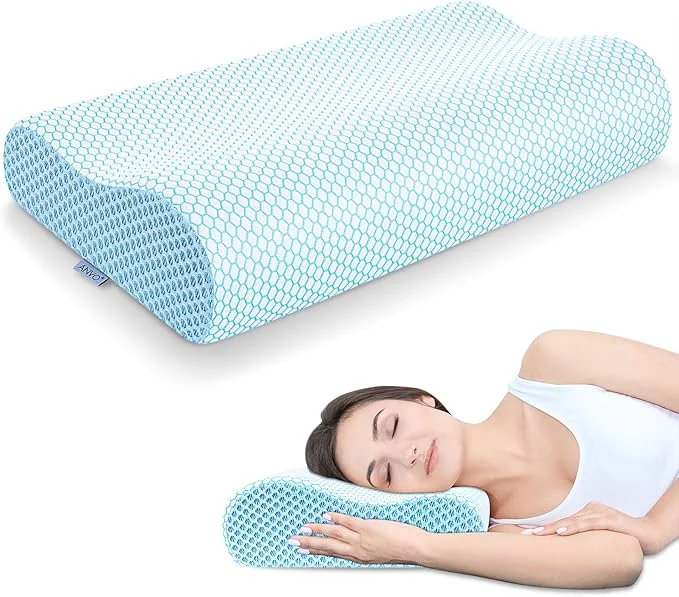 Premium Anvo Memory Foam Pillow Neck Contour Cervical Orthopedic Bed Pillow Fashionable