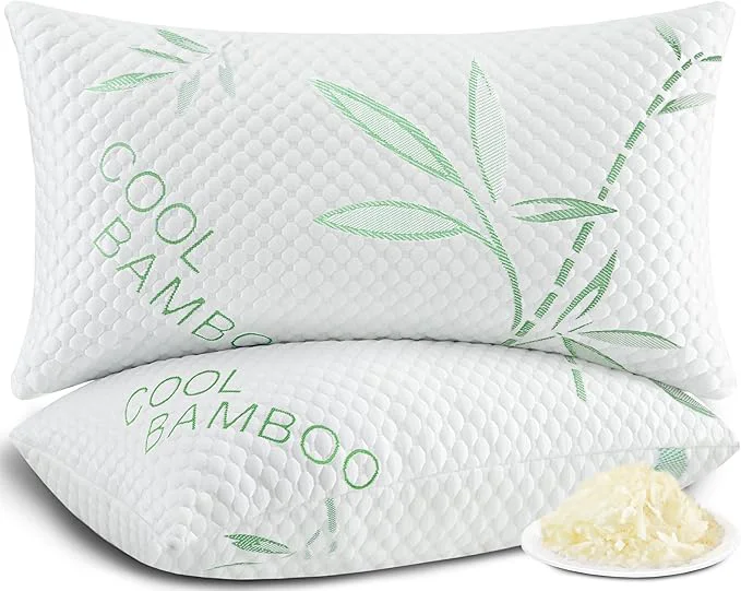 Unique Shredded Memory Foam Pillows Cooling Pillows Queen Size Set of 2 Adjustable Fine Crafted