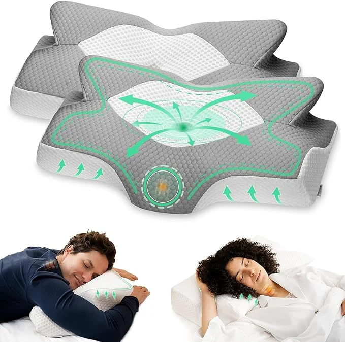 Relaxed Elviros Cervical Memory Foam Pillow 2 Pack Pillows Expertly Made