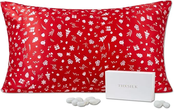 Authentic THXSILK Christmas Style 6A Grade Mulberry Silk Pillowcase Prestigious