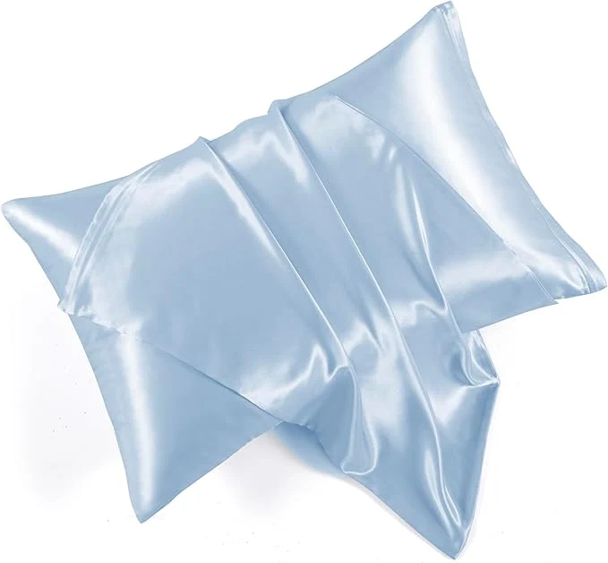 High-Grade Light Blue Satin Pillowcases Fine Crafted