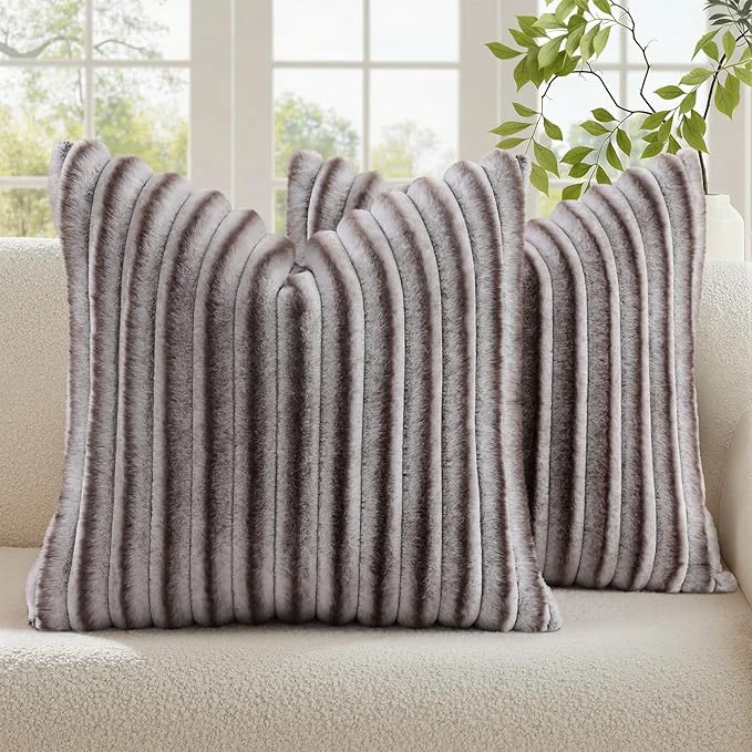 Breathable decorUhome Cozy Faux Fur Throw Pillow Covers 22×22 Set of 2 Decorative Soft Exclusive
