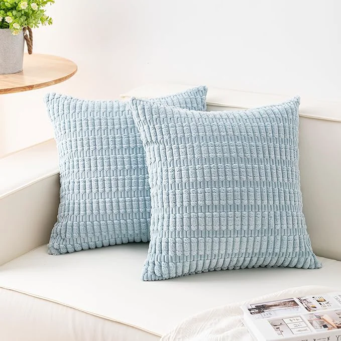 Comfortable Aegero Pack of 2 Corduroy Decorative Throw Pillow Covers 24×24 Inch Soft Luxury