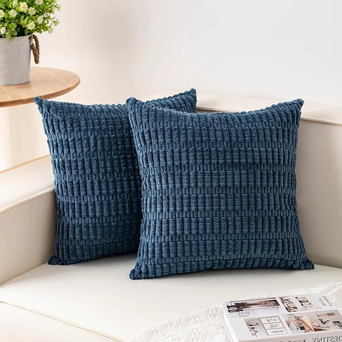 Minimalist Aegero Pack of 2 Corduroy Decorative Throw Pillow Covers 16×16 Inch Soft Effective