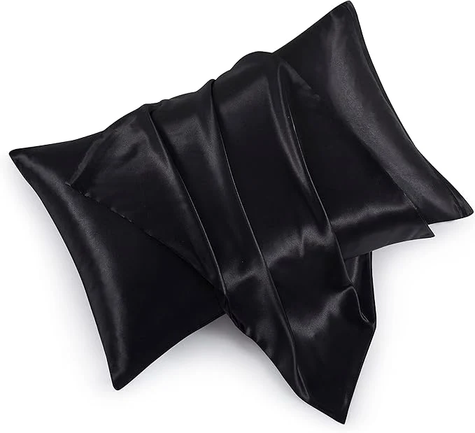 Selected Satin Pillowcases with Zipper （20×26） Standard Size Pillowcases Set of 2 Solid