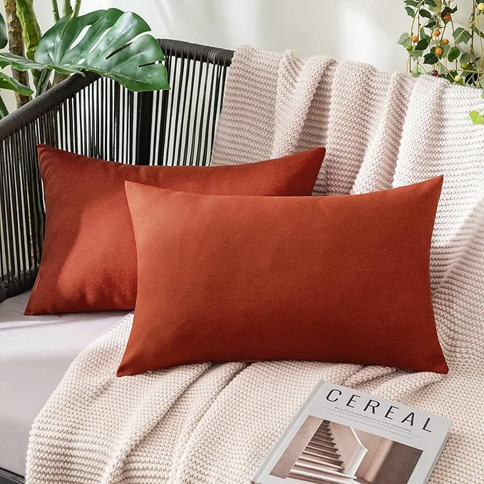 Trendy MIULEE Pack of 2 Decorative Outdoor Solid Waterproof Throw Pillow Covers Faux Prestigious