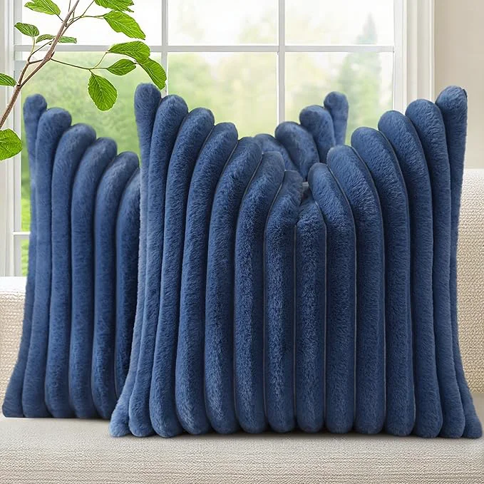 Superior decorUhome Cozy Faux Fur Throw Pillow Covers 12×12 Set of 2 Decorative Soft Safe